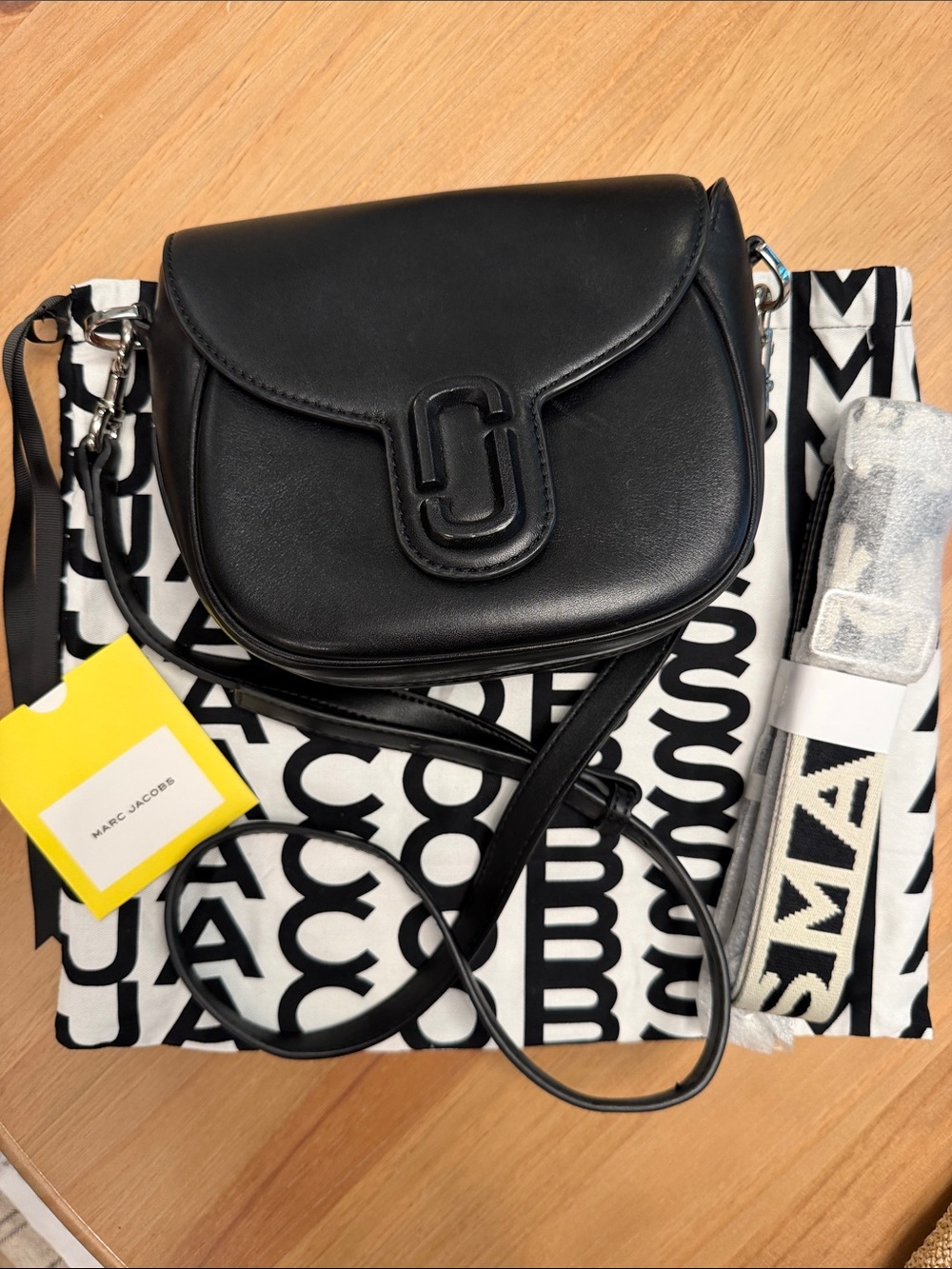 Marc Jacobs J Marc small Black Leather Saddle Crossbody with Signature Badge